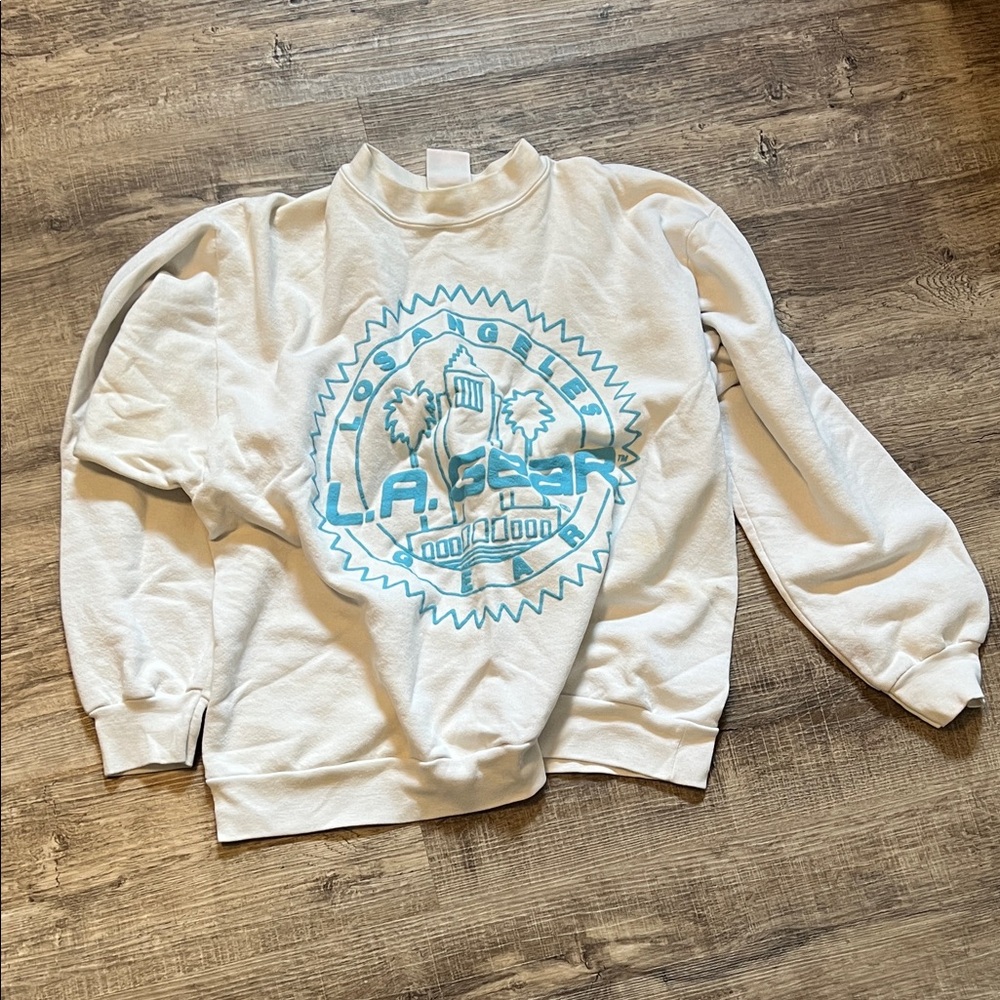 L.A. Gear White Sweatshirt with Teal Logo